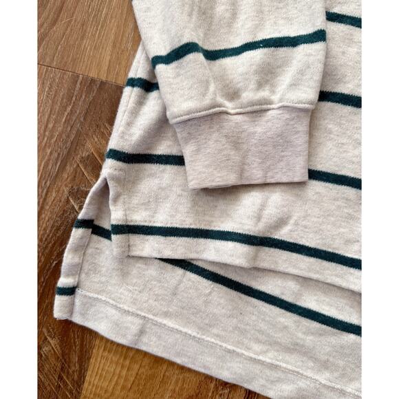 Vintage Eddie Bauer Rugby Shirt Men's MT Cream Green Stripe,Rugby 90s EUC - Picture 7 of 10